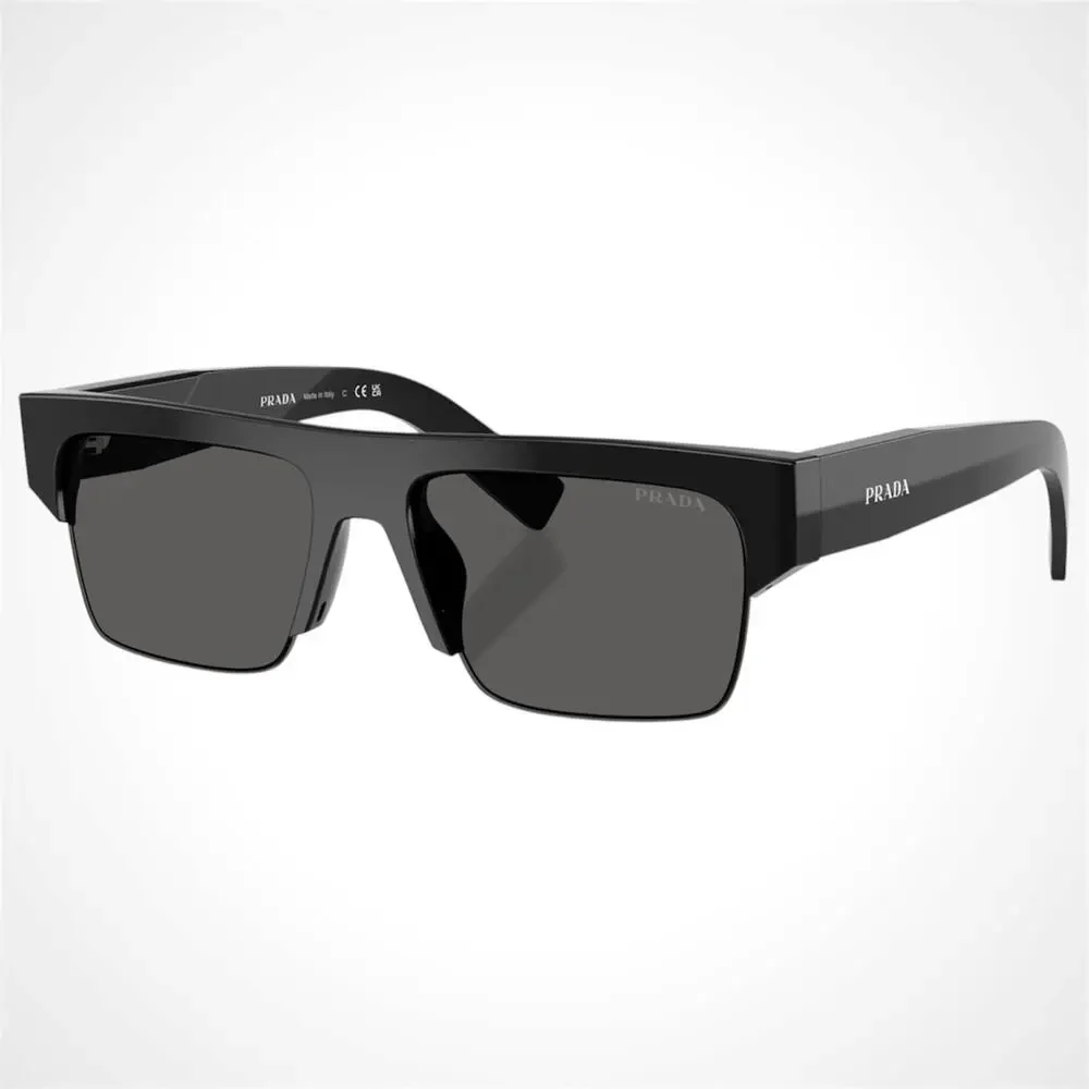 New PRADA Sunglasses Black Square Letter Logo 55-18-145mm